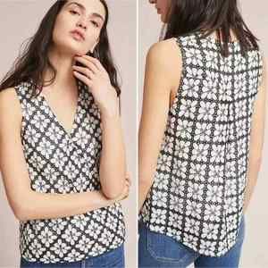 Anthropologie Maeve Coralie Faux Wrap, V-neck, Sleeveless Top